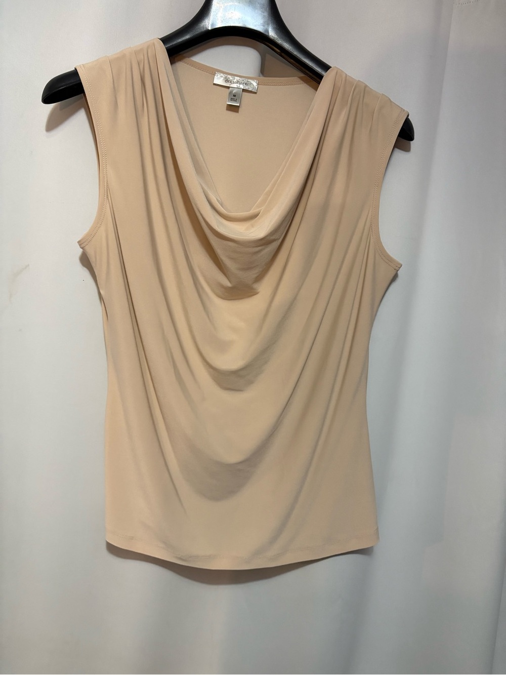 dressbarn Drape Neck Sleeveless Top - Nude Beige